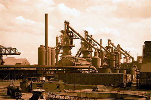 Historic photo of the Scunthorpe blast furnaces